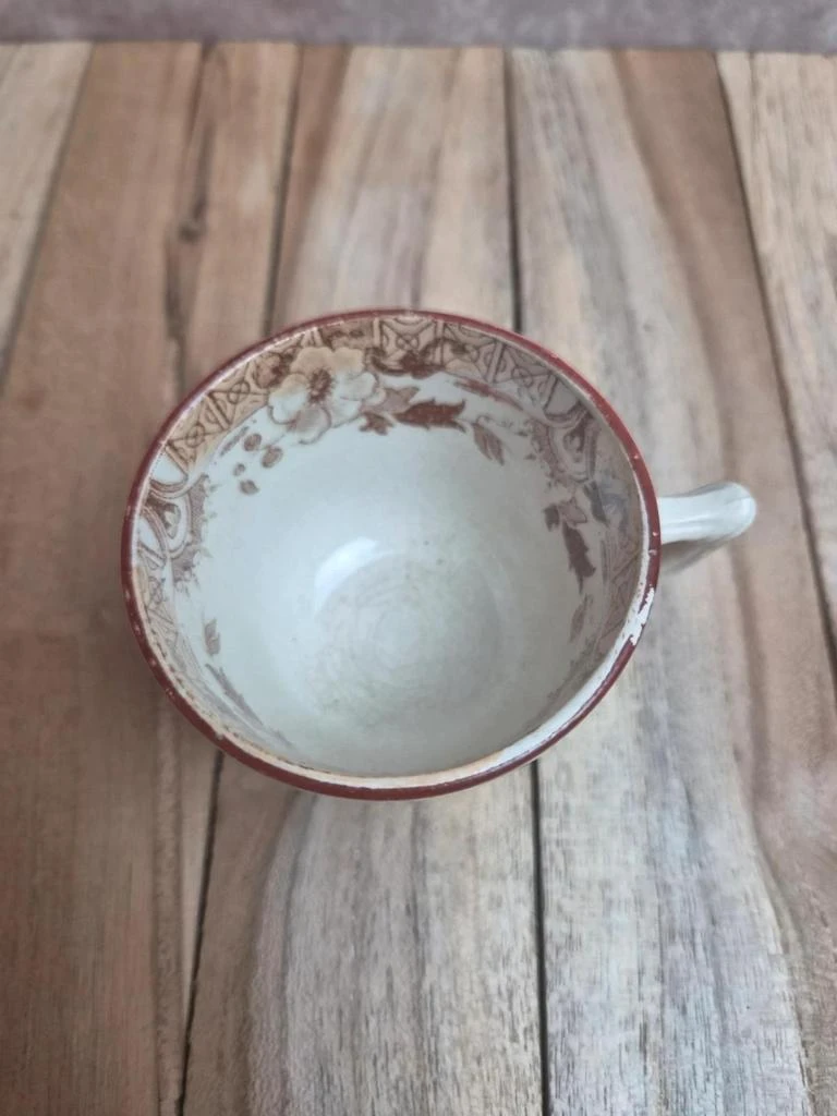 Taza de terra de hierro Sarreguemines modelo Kyoto policromada antigua – photo 5
